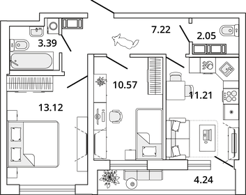 61,1 м², 2-комнатная квартира 14 750 000 ₽ - изображение 133