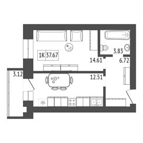 44 м², 1-комнатная квартира 5 300 000 ₽ - изображение 17