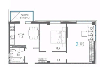 58,9 м², 2-комнатная квартира 10 602 000 ₽ - изображение 12