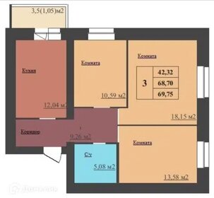 Квартира 69,7 м², 3-комнатная - изображение 1