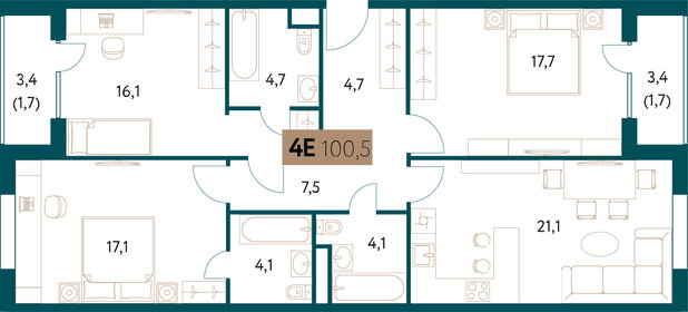 100,8 м², 4-комнатная квартира 48 618 844 ₽ - изображение 41