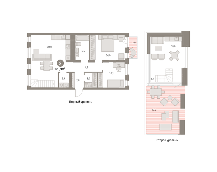 128,9 м², 2-комнатная квартира 24 050 000 ₽ - изображение 1