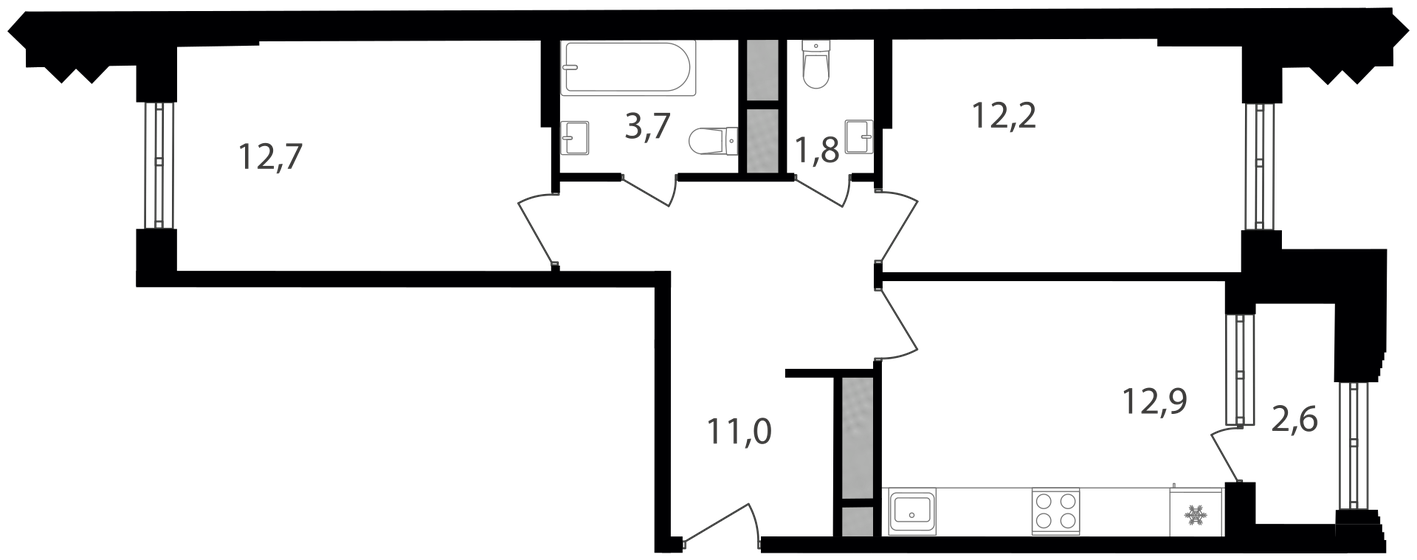 56,9 м², 2-комнатные апартаменты 13 212 180 ₽ - изображение 36