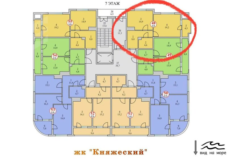 51,5 м², 1-комнатная квартира 15 500 000 ₽ - изображение 1