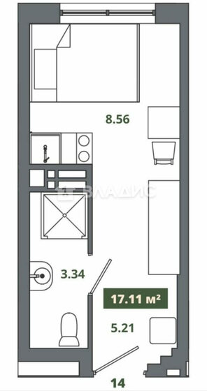 17,5 м², апартаменты-студия 3 483 626 ₽ - изображение 1