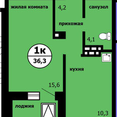 Квартира 36,3 м², 1-комнатная - изображение 1