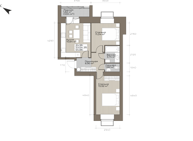 Квартира 54,9 м², 2-комнатная - изображение 1