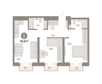 58,8 м², 2-комнатная квартира 20 170 000 ₽ - изображение 41