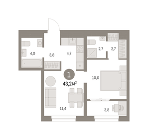 41,6 м², 1-комнатная квартира 9 140 000 ₽ - изображение 25
