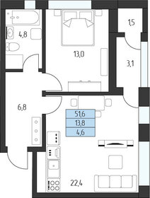 Квартира 50,1 м², 1-комнатная - изображение 1