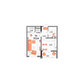 40,3 м², 1-комнатная квартира 7 800 000 ₽ - изображение 54