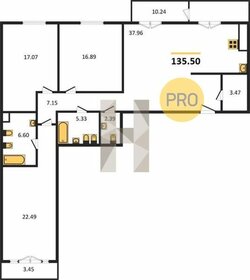 Квартира 135,5 м², 3-комнатная - изображение 1