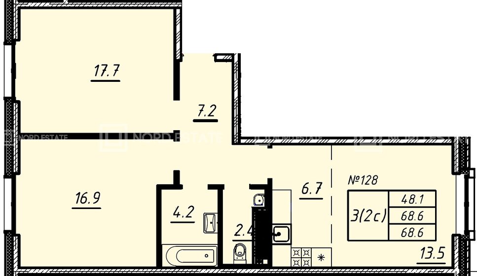 68,6 м², 2-комнатная квартира 22 624 280 ₽ - изображение 10