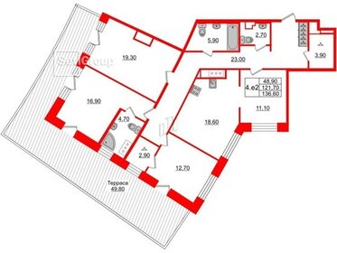 Квартира 122 м², 4-комнатная - изображение 3