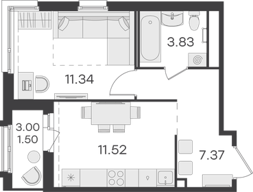 Квартира 35,6 м², 1-комнатная - изображение 1