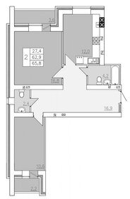 Квартира 65,8 м², 2-комнатная - изображение 1