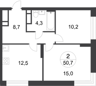 Квартира 50,7 м², 2-комнатная - изображение 1