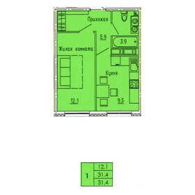 Квартира 31,4 м², 1-комнатная - изображение 2