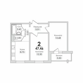 Квартира 47 м², 2-комнатная - изображение 1