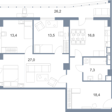 Квартира 122,6 м², 3-комнатная - изображение 2