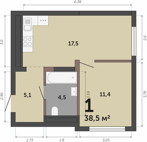 36,8 м², 1-комнатная квартира 5 520 000 ₽ - изображение 1