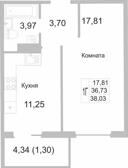 37,6 м², 1-комнатная квартира 2 934 360 ₽ - изображение 1