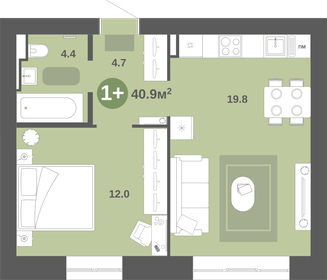 42,6 м², 1-комнатная квартира 3 790 000 ₽ - изображение 12