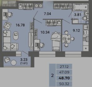 Квартира 48,7 м², 2-комнатная - изображение 3