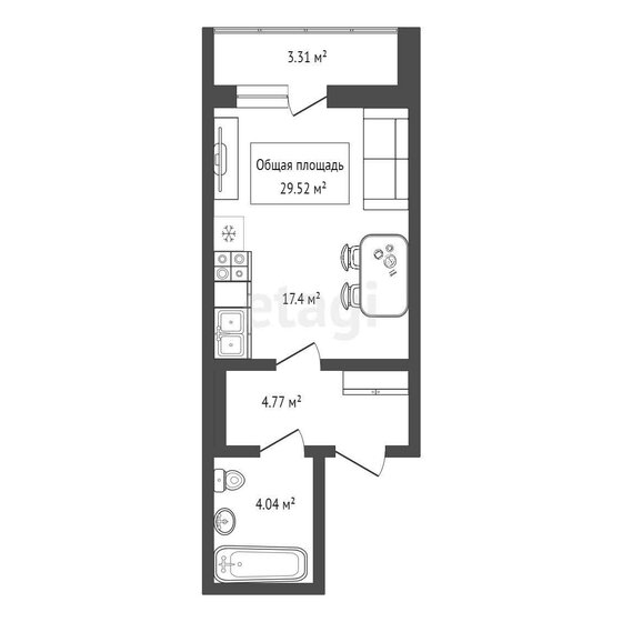 29,5 м², 1-комнатная квартира 4 300 000 ₽ - изображение 27