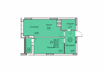 Квартира 44,6 м², студия - изображение 1