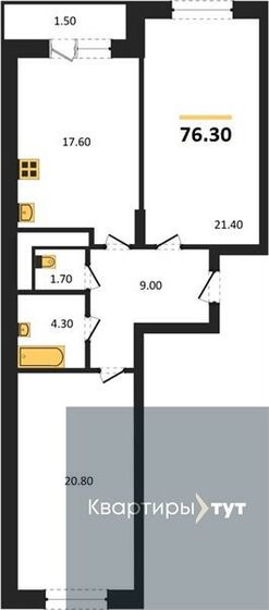 76,3 м², 2-комнатная квартира 9 117 850 ₽ - изображение 1