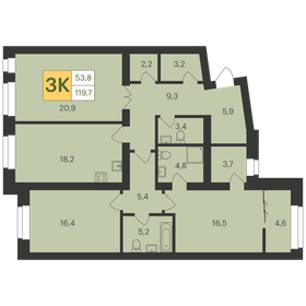 118,8 м², 3-комнатная квартира 14 850 000 ₽ - изображение 52