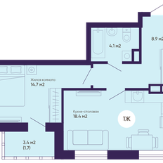 Квартира 47,8 м², 1-комнатная - изображение 2