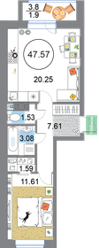 48,3 м², 1-комнатная квартира 14 121 900 ₽ - изображение 59