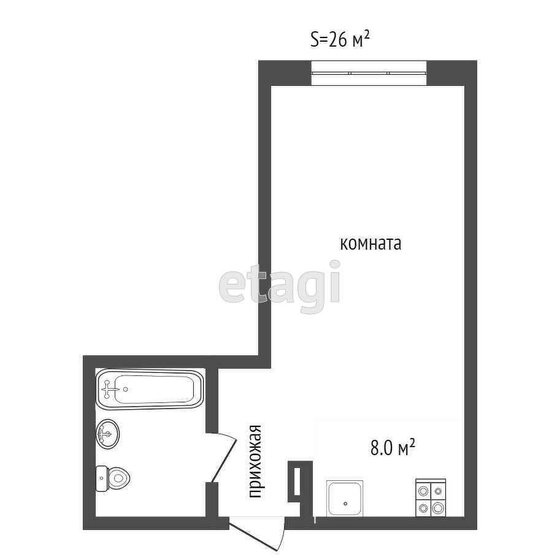 25,7 м², квартира-студия 3 400 000 ₽ - изображение 1