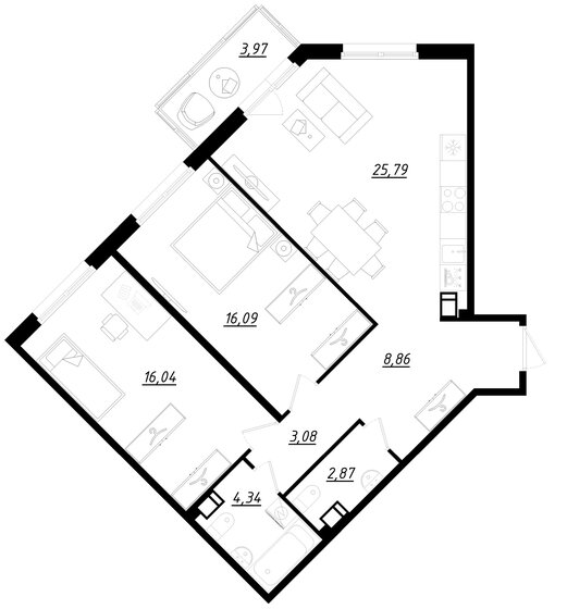 78,3 м², 2-комнатная квартира 10 595 340 ₽ - изображение 1