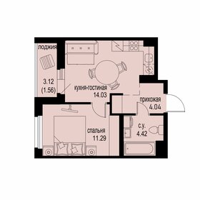 Квартира 35,3 м², 1-комнатная - изображение 1