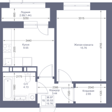 Квартира 37 м², 1-комнатная - изображение 2