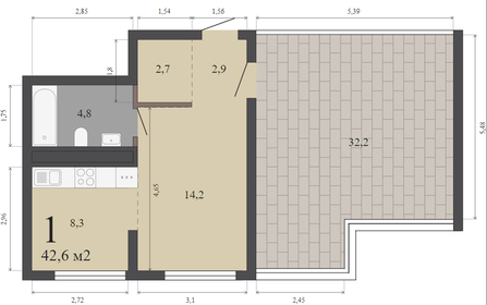 41,1 м², 1-комнатная квартира 6 063 400 ₽ - изображение 38