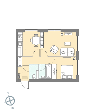 44,3 м², 2-комнатная квартира 21 500 000 ₽ - изображение 1