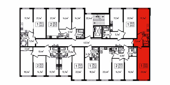 41,9 м², 1-комнатная квартира 5 708 244 ₽ - изображение 29