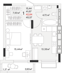 42,5 м², 1-комнатная квартира 5 818 390 ₽ - изображение 53