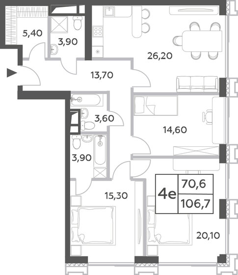 106,7 м², 4-комнатная квартира 43 325 320 ₽ - изображение 1