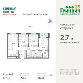 76 м², 3-комнатная квартира 11 668 324 ₽ - изображение 6