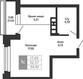Квартира 34,1 м², 1-комнатная - изображение 1