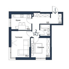 Квартира 54,2 м², 2-комнатная - изображение 1