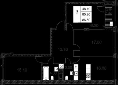 Квартира 86,5 м², 3-комнатная - изображение 1