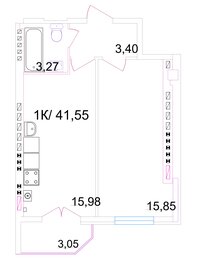 41,6 м², 1-комнатная квартира 3 191 040 ₽ - изображение 3