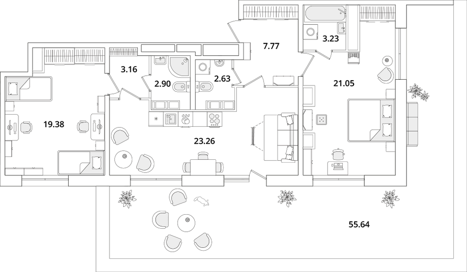 100,1 м², 2-комнатная квартира 33 617 908 ₽ - изображение 32