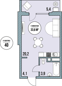 37,4 м², апартаменты-студия 6 854 400 ₽ - изображение 16